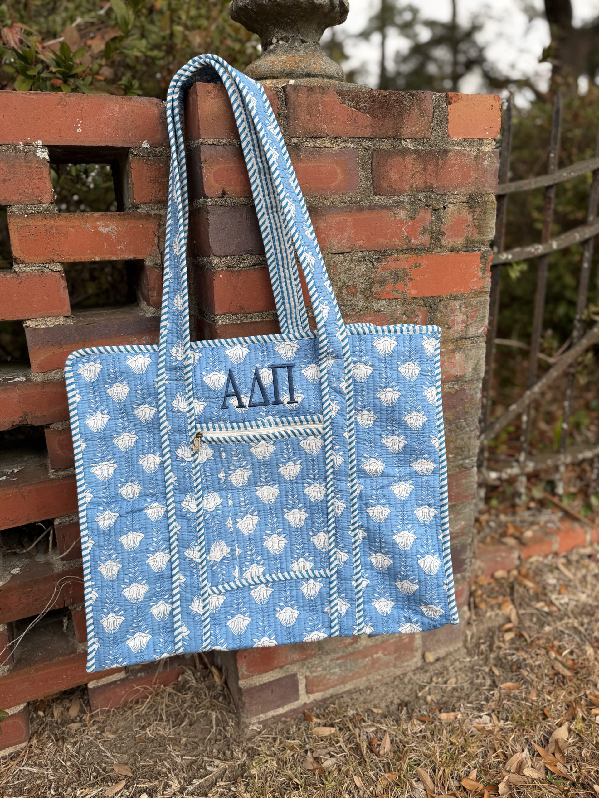 Blue Lotus Quilted Tote